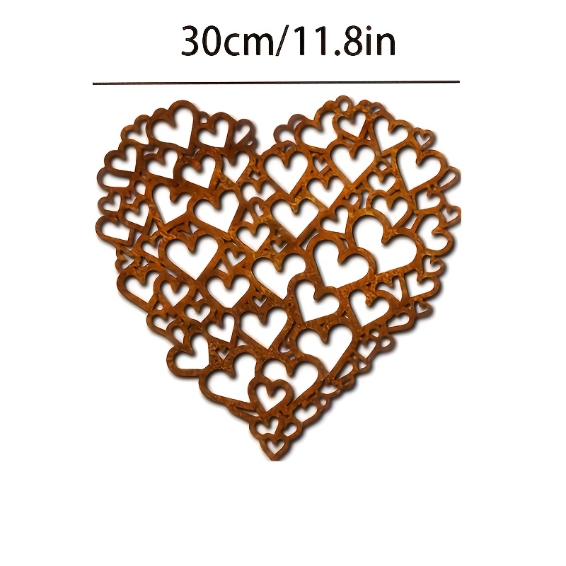 TEMU 2d Flat - 【2d Flat】 2d Flat - [2d Flat] [2d Flat] 1pc Country Style Heart Stacked Heart Metal Wall Decor Art, Outdoor Sculpture, Heart-shaped