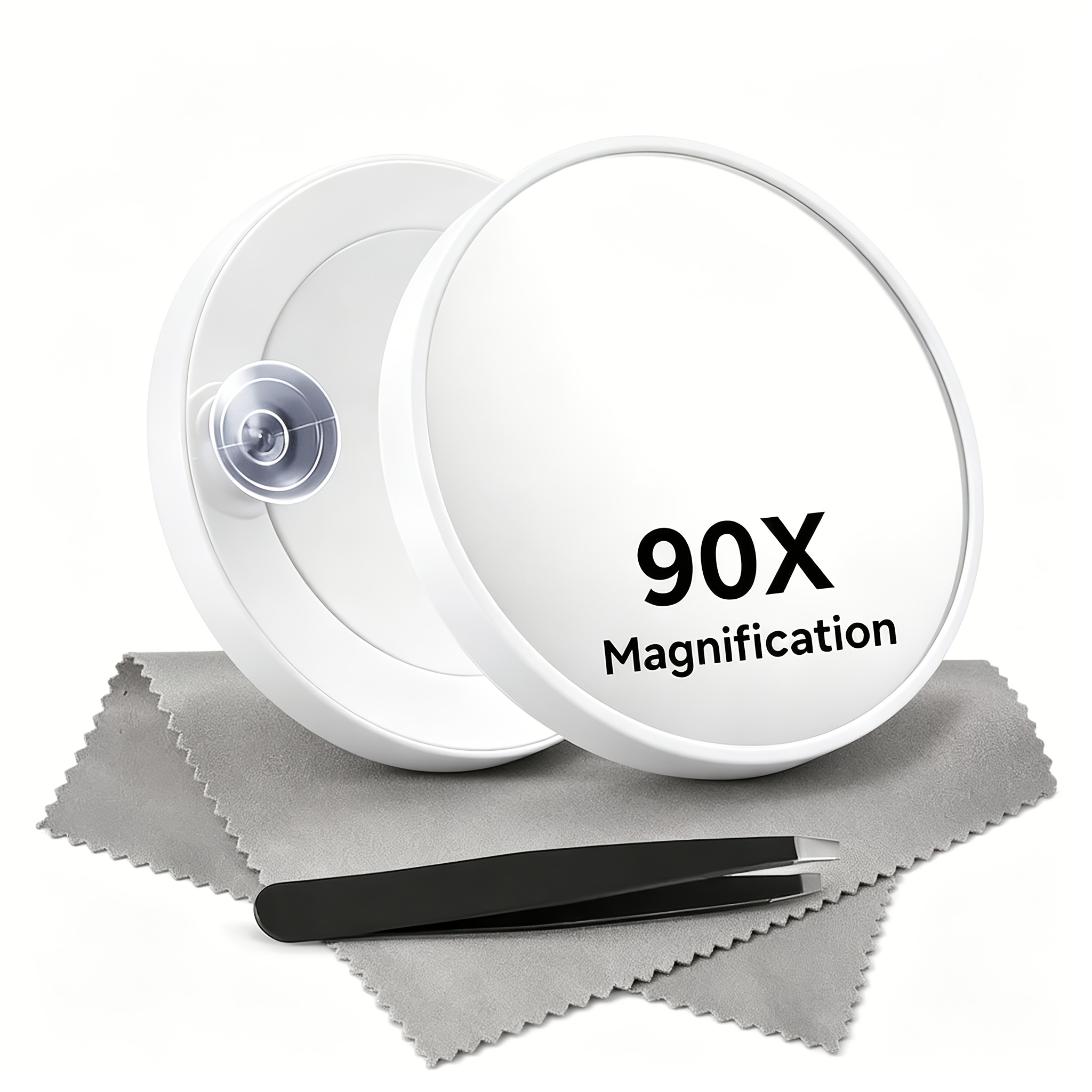 TEMU 1pc 90x Hd Wall-mounted Makeup Mirror, Round With Dual Suction Cups , White Black Pink 3 Colors With Cleaning Cloth, 90x Hd For Fine Tattooing