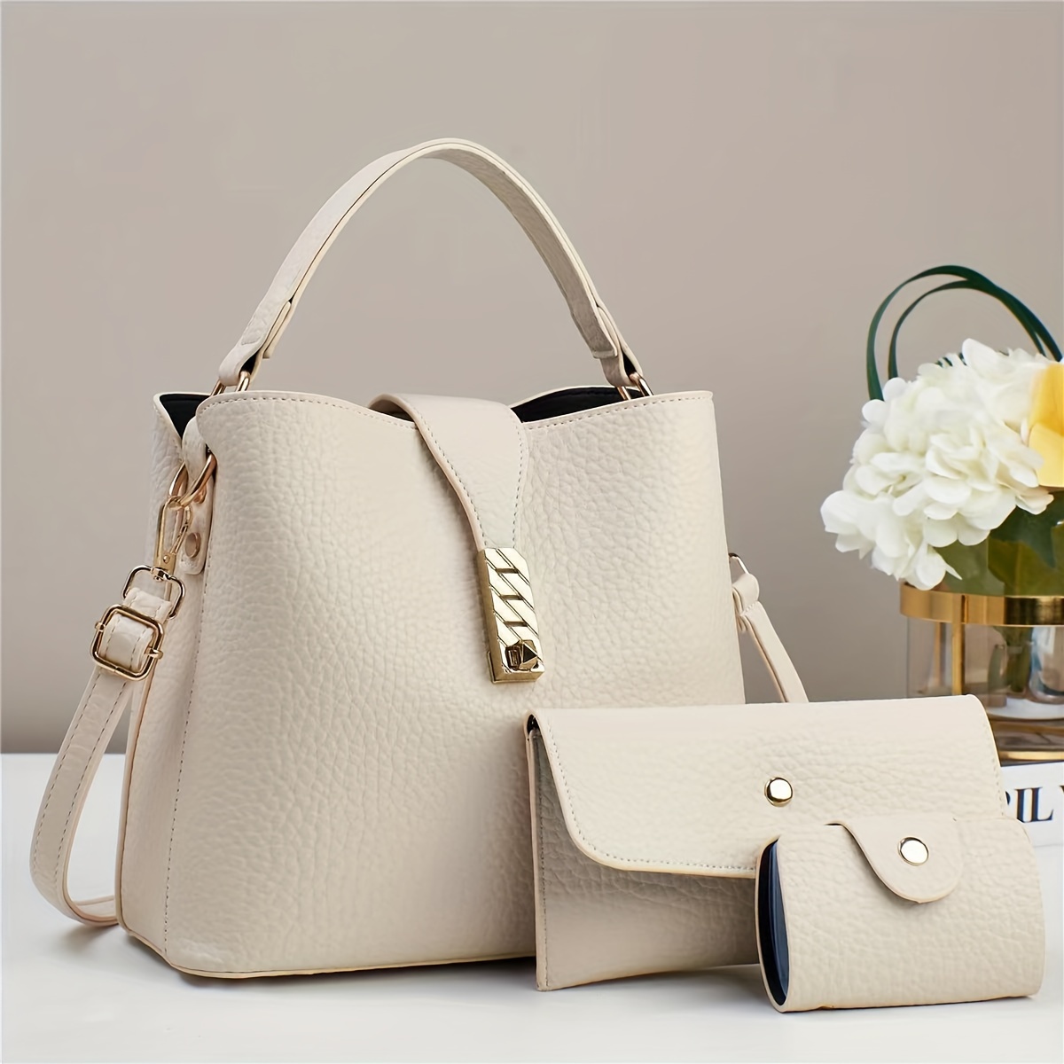 High-end Set Handbag Elegant Commuting Bucket Bag Women's Large-capacity Versatile Shoulder Blue Crossbody Bag