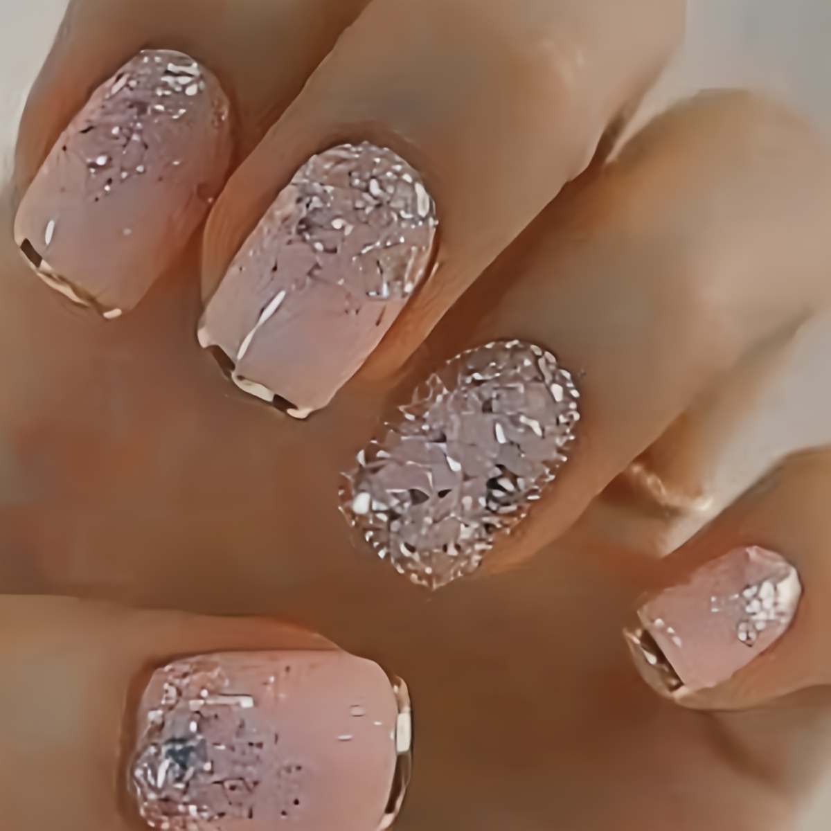 

24pcs French Wearable Nail Sheets, Simple And Glitter False Nails, Suitable For Women To Wear