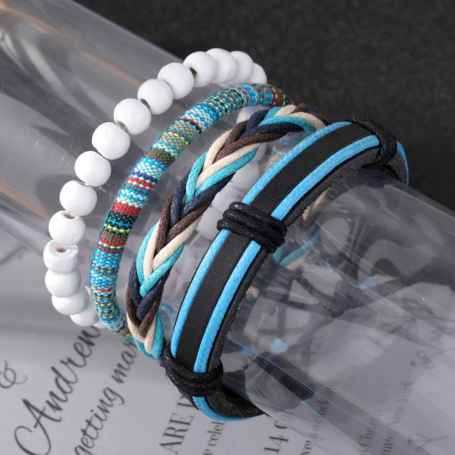 Men's Bold Leather Bracelet Set