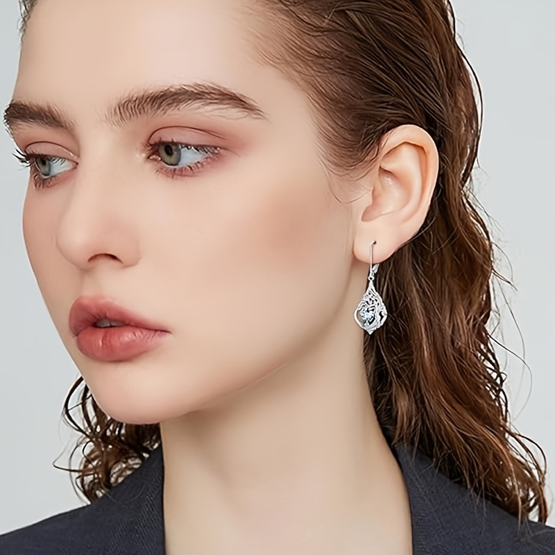 Image of Pair Of Life Earrings With Synthetic Synthetic Zirconia, Hypoallergenic High-quality Jewelry Gift For Women, 3.5g S925 Silver