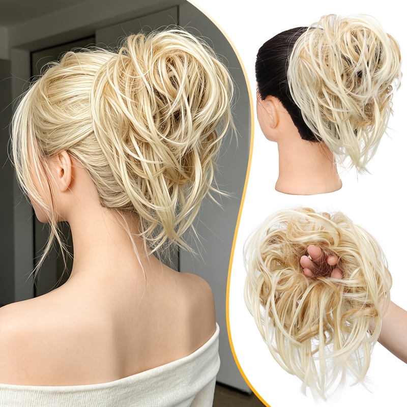Elegant Women's Messy Bun Hairpiece - Scrunchie With Elastic Rubber Band, High-temperature Synthetic Fiber, Perfect For Daily Wear And