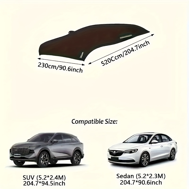 Universal Thickened Half-car Cover - Snowproof | | Hail-proof Car Cover, And Store, Full Windshield Coverage, With Reflective Strips For Night Visibility, Suitable For Windshields And Roofs