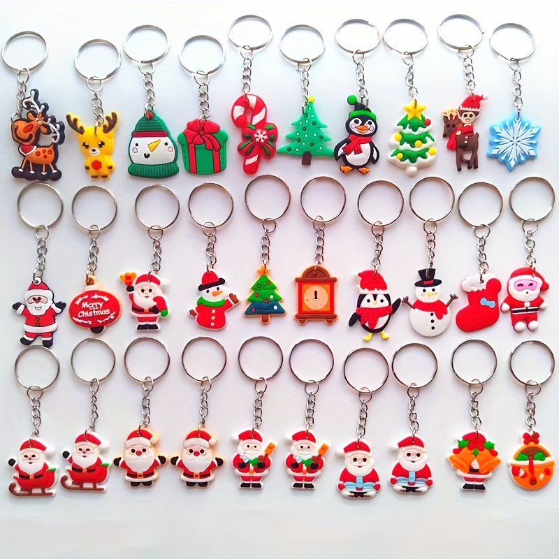 Image of 2d Flat - 30pcs 2d Flat Cartoon Christmas Gift Keychain, A Of Different Styles Of Christmas Series Pendants, Key Bag Additions, Ideal Christmas Party Decoration Small Gifts Suitable For Gifts