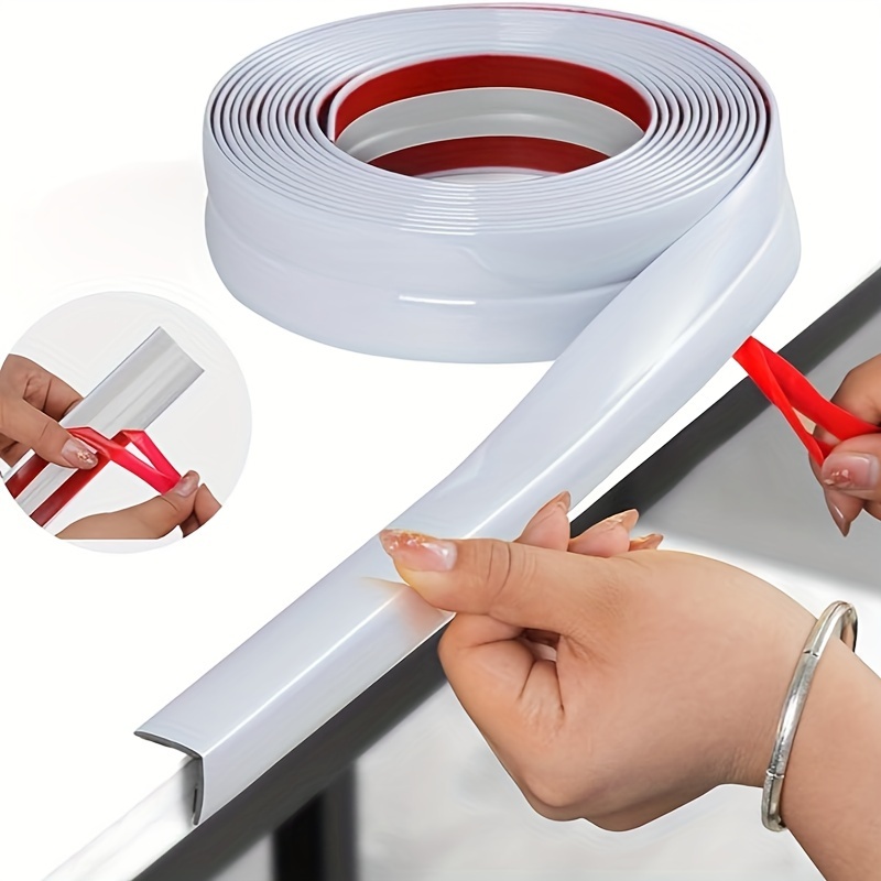 

1pc Self-adhesive Caulking Strip, Pvc Decorative Trim Tape, Waterproof Wall Sealing Tape For Tiles, Gold & Silver, Easy To Install, Home Hotel Edging Border, 3m