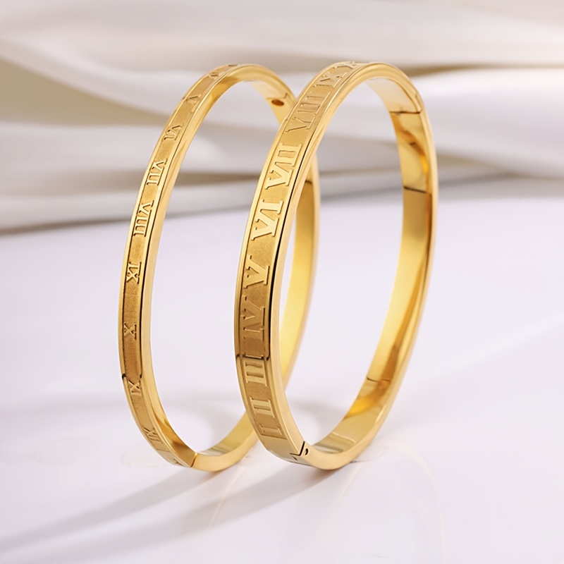 

Pair Of Elegant Classic Stainless Steel Digital Bangles Perfect For Wearing To Formal Events