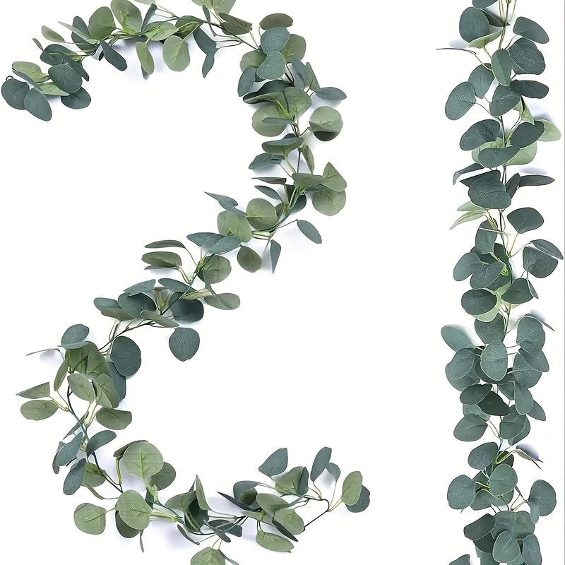1pc Handcrafted Artificial Eucalyptus Garland - Silvery Dollar Leaves Vine For Indoor & Outdoor Decor, Perfect For Wedding Backdrops And
