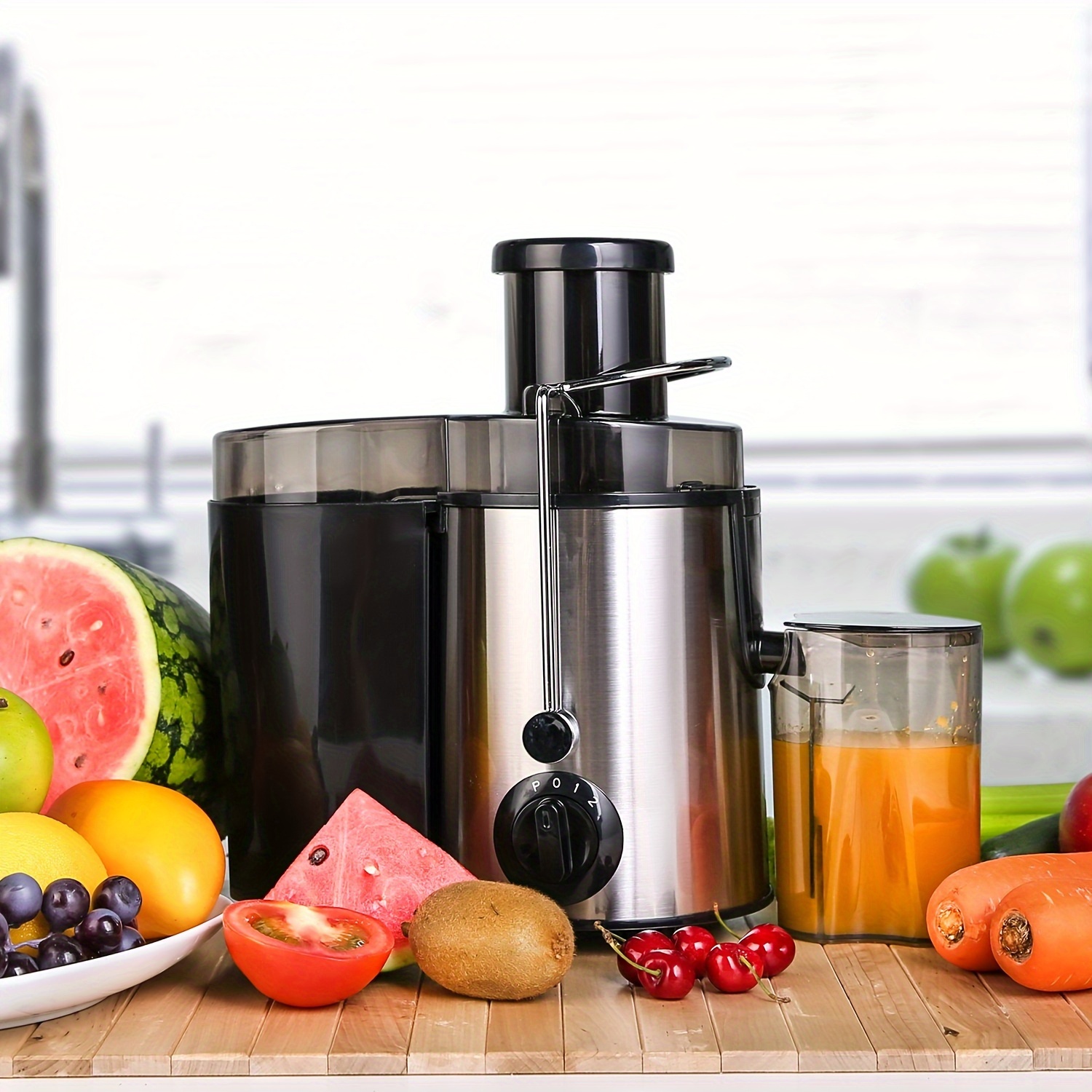 

Juicer Machine, 400w Juicer With Big Mouth Large 3 In Feed Chute For Whole Fruit And Vegetables Easy To Clean, Stainless Steel Centrifugal Juicer, Bpa Free, Nonslip Feet, Silver