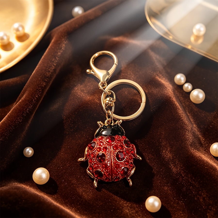 Simulation Red Ladybug Water Brick Keychain, Exquisite Design