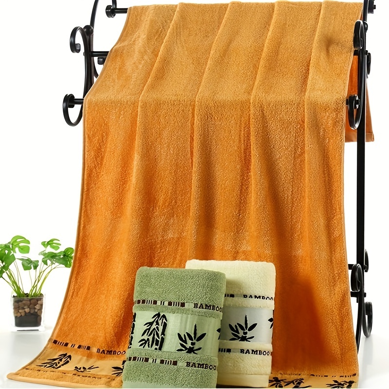 Ensemble de Serviettes de Bain en Fibre de Bambou 3pcs / Set de Serviettes Brodées en Bambou 3pcs, Absorbantes & Séchage Rapide, Super Douces et Légères Couleur Beige, pour Salle de Bain Maison, Fournitures Idéales 70*140cm/27.5*55.1in