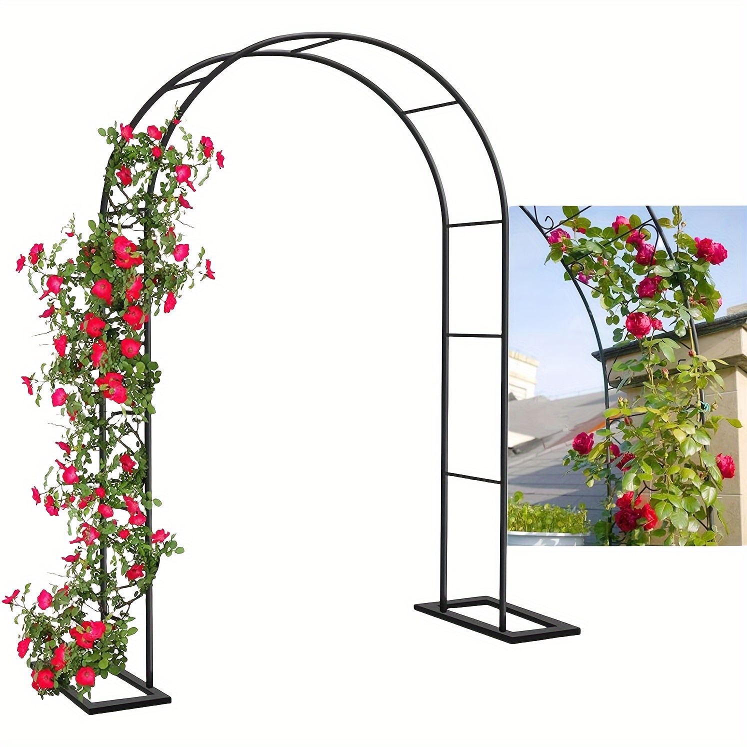 

Metal Garden Pavilion Arch, Assemble Freely 2 Sizes, For Various Climbing Plant Wedding Garden Arch Bridal Party Decoration Wide Arbor, (with Base)black/white