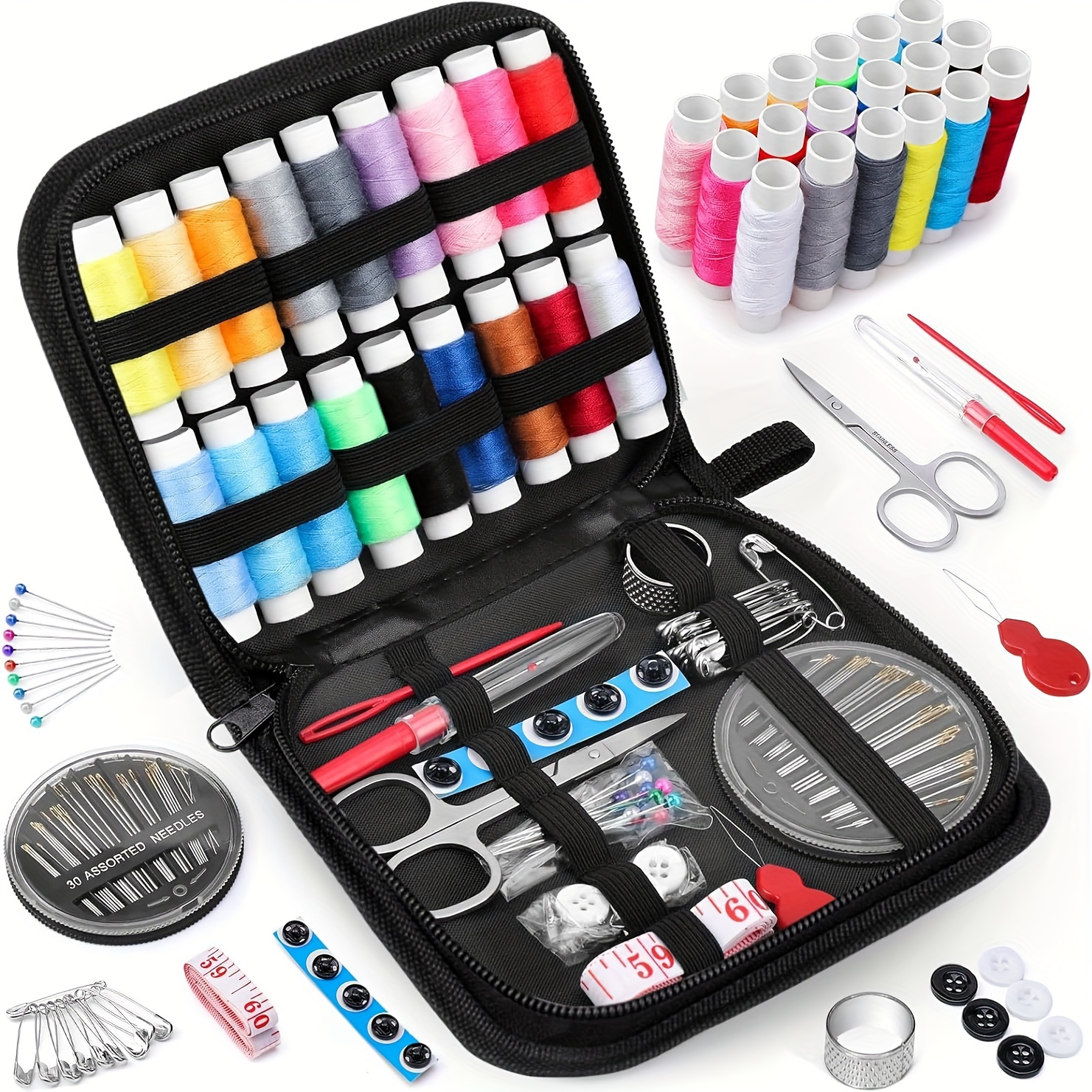 

Sewing Kit With 18 Assorted Colors Thread, Complete Needlework Set For Quick Fixes & Mini Travel Sewing Kit