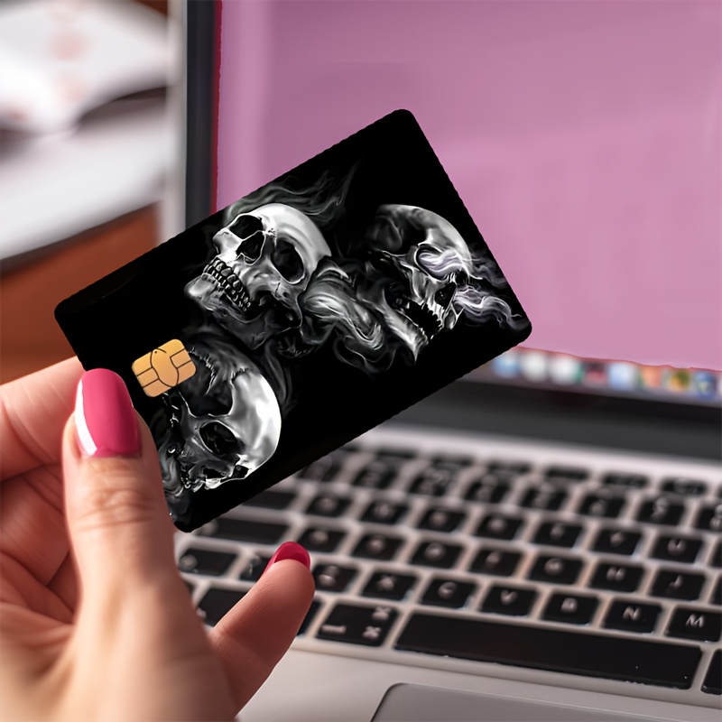 black skull card sleeve credit card sticker bank cards - Temu