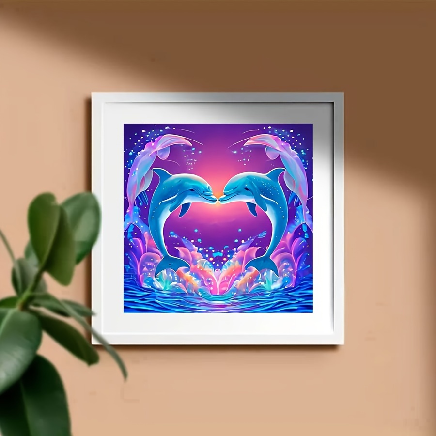 1pc 5d beautiful heart dolphin pattern diamond painting kit - Temu