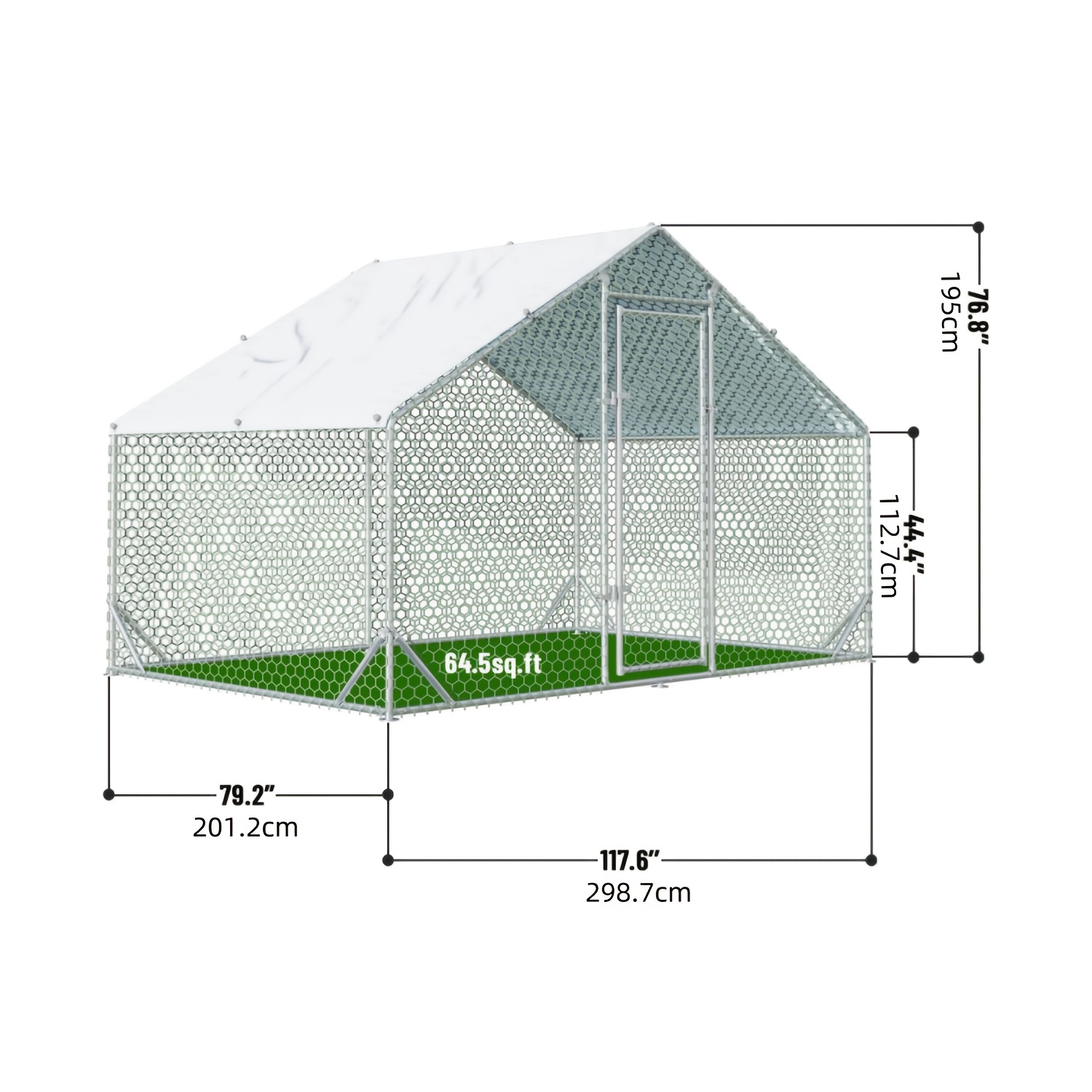TEMU 4ever2buy Large Metal Chicken Coop With -in Poultry, Large Outdoor Chicken Pen, Walk-in For 6-30 Chickens, Door Chicken House With Uv Protection