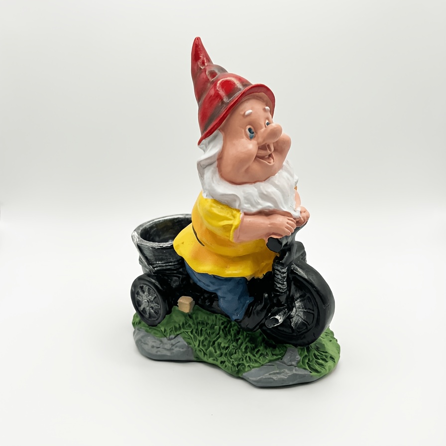 TEMU 1pc Whimsical Little Gnome Riding A Bicycle, A Gnome Garden Statue, An Outdoor Patio And Lawn Decoration, A Lovely Patio Decoration, A Accent,