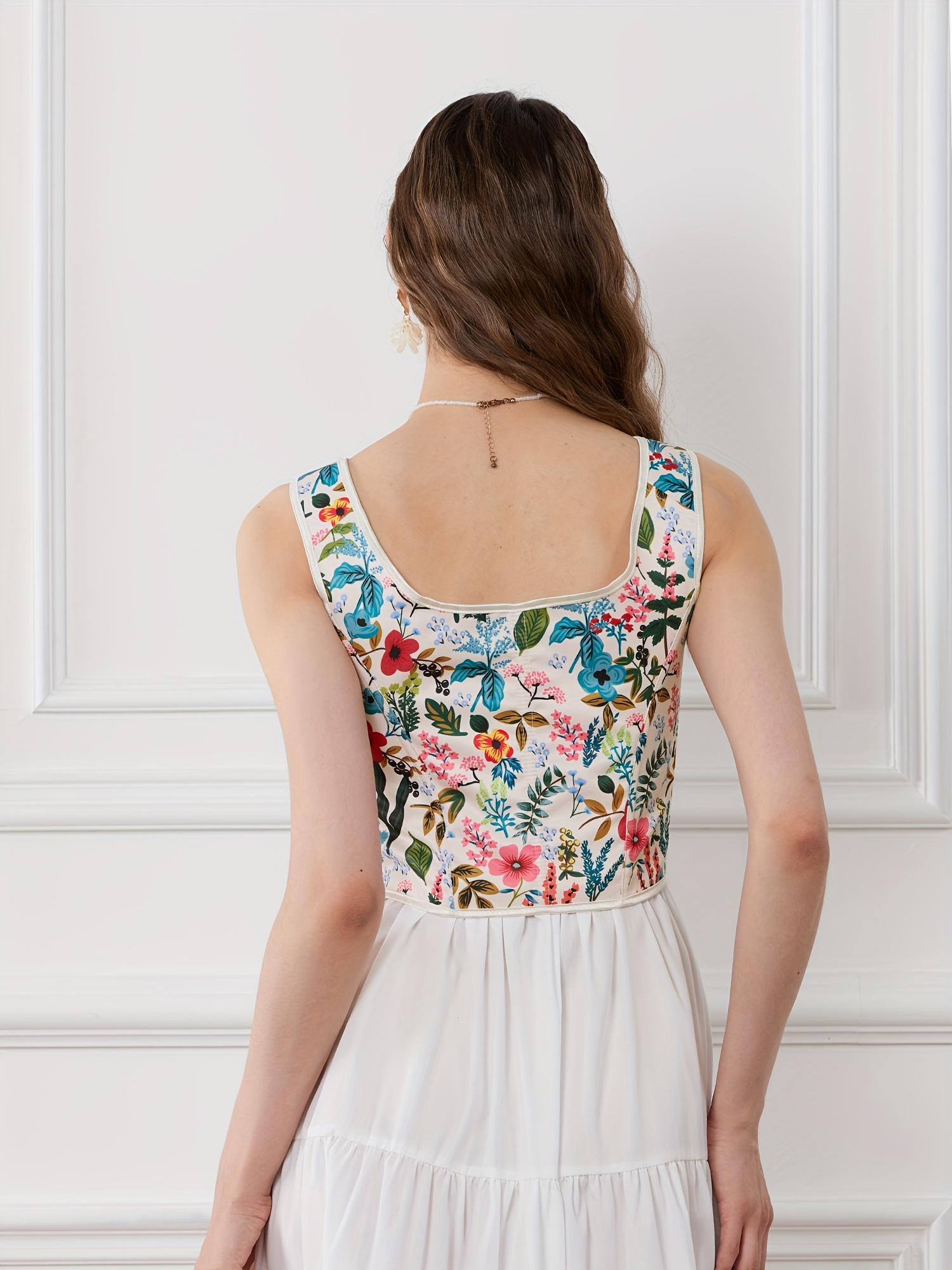white christmas dresses Lucia Purple Floral Print Corset Cami Dress - Size M - Sky to Moon - Bustier - Plunge - V-Neck- Fit-And-Flare - Summer -Vacation - Lavender main image 1