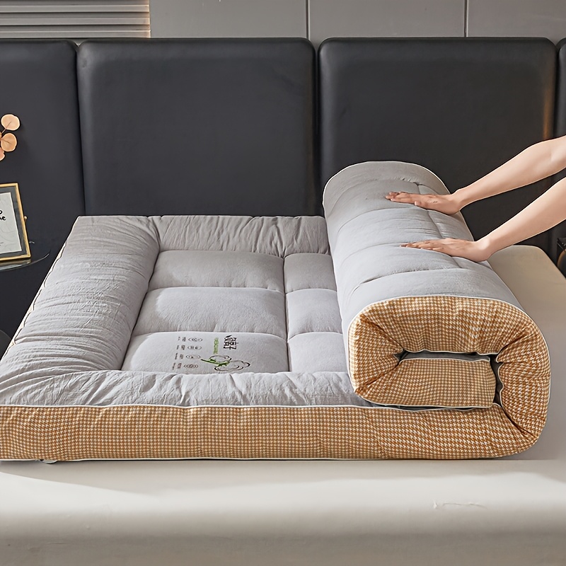 TEMU 1pc Solid Color Three-dimensional Thick Mattress, A Must-have For Home Bedrooms! A New Thickened Three-dimensional Mattress Topper, A Foldable