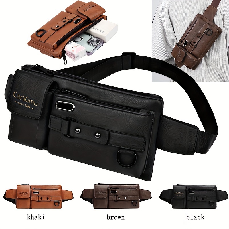 

Fashionable Square Waist Bag Phone Pack For Men Women, Multi-functional Adjustable Belt Bag With Detachable Strap, Retro Pu Commuter Cycling Bags