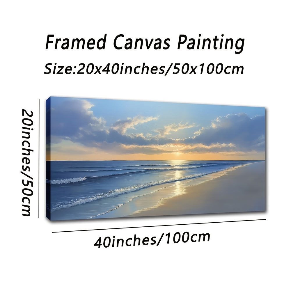 TEMU 2d Flat, 2d Flat, 1 Watercolor Canvas Drawing With Frame, Metallic Waves, Suitable For Home Library Cafe Bakery Bar Concert Hall Restaurant