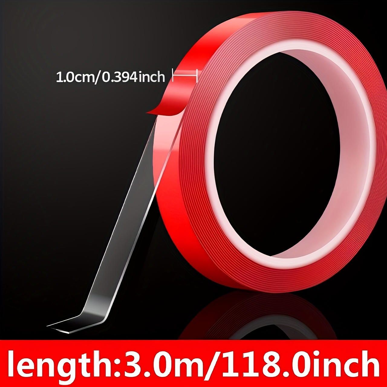 Image of 10 Rolls Nano Double-sided Tape For Led Strips - Super Strong Adhesive, No Residue, For Indoor Outdoor Use, Christmas Halloween Holiday Decor, Mounting Tape For Walls, Car, Home