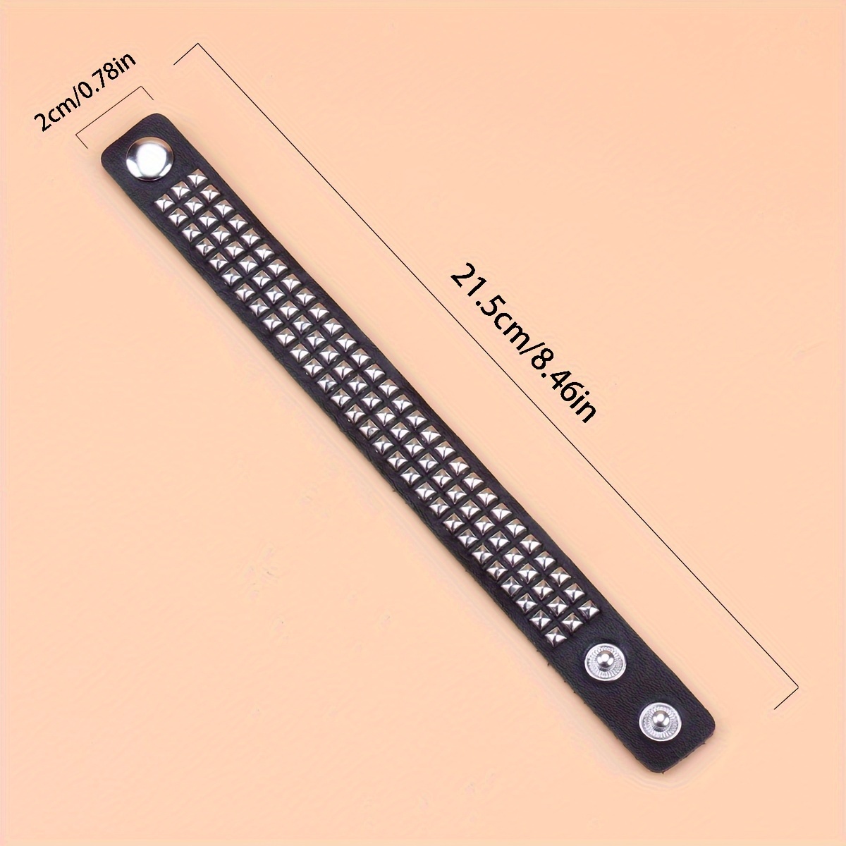 Square Stud Bracelet PU Leather Unisex Wristband