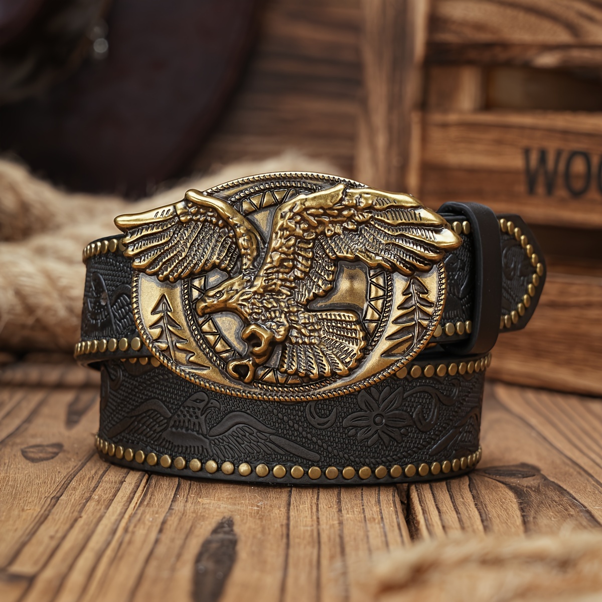 bh western cowboy belt vintage pu leather belt floral - Temu display picture 3