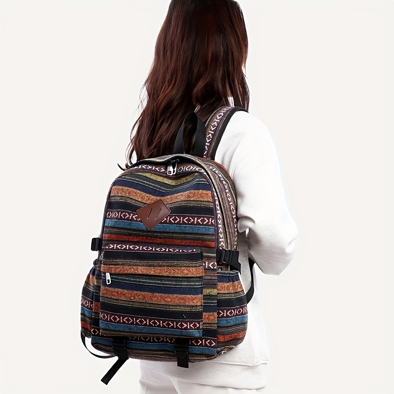 1pc ethnic striped pattern womens backpack large capacity  display picture 3