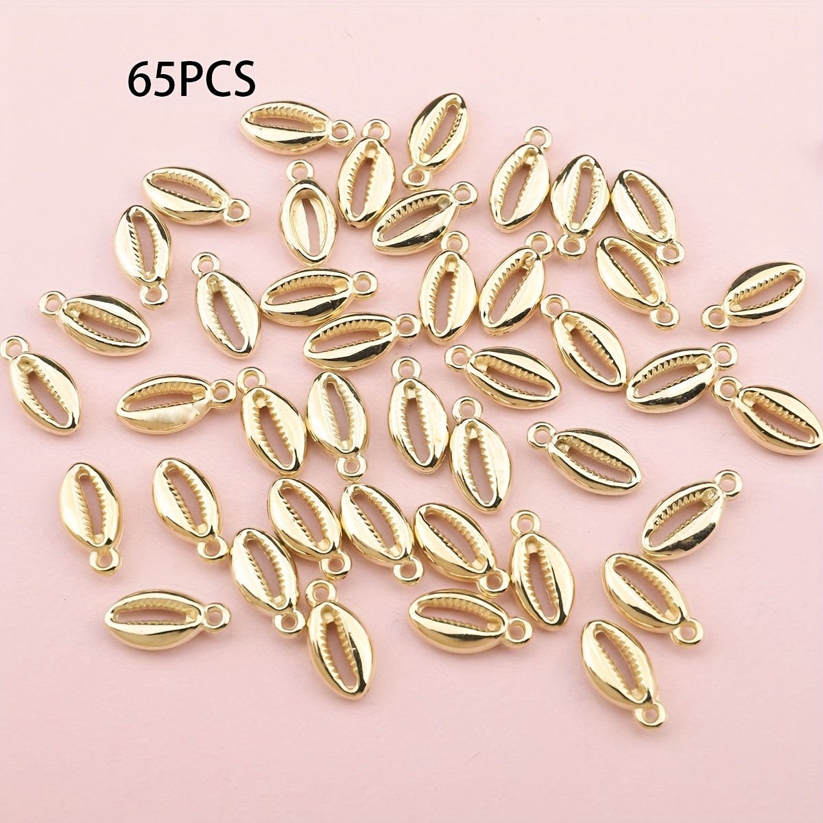 E-shop 65 Stück Muschelanhänger Strandmuschel CCB Kunststoff Spacer Perlen Charms für Schmuckherstellung Zubehör Halskette Armband Schlüsselanhänger