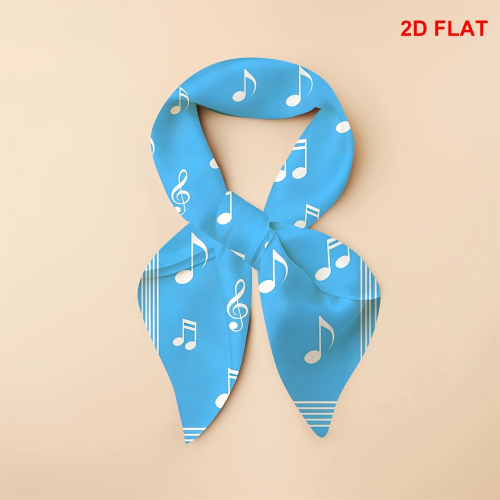 TEMU Foulard carré unisexe 2D plat, 1 pièce, léger, thème musique avec ciel, bordure de staff et de notes dispersés - Nouveau foulard carré unisexe