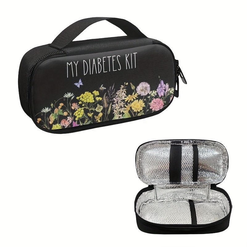 

1pc Flower And Butterfly Style My Diabetes Kit Is Suitable For Insulin Injection Pen Storage Box, Insulin Storage Bag, Insulin Cooler Box, Portable