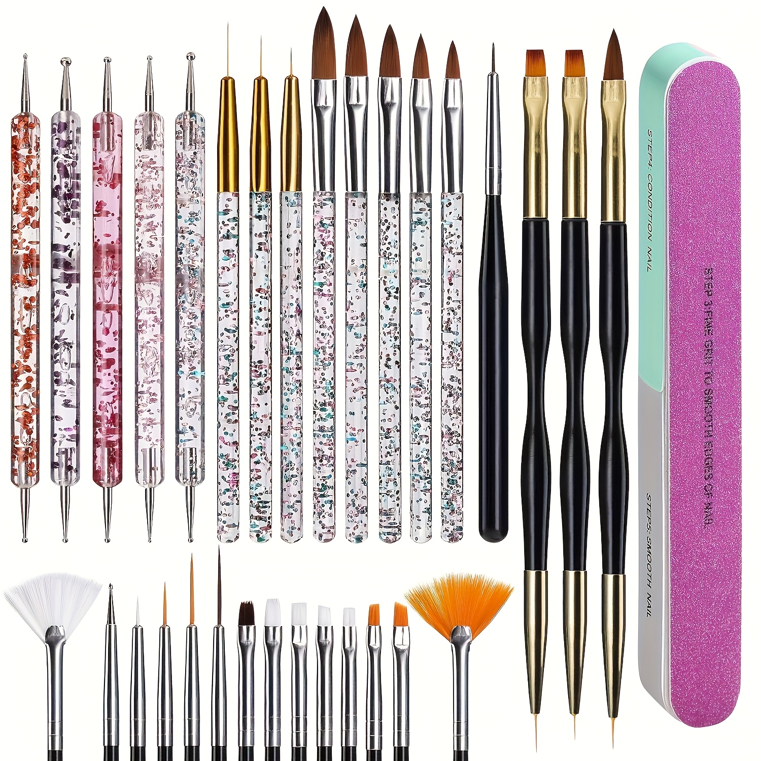 TEMU 32-delige Nagelkunst Penseelset - voor Nageltool voor Nagelkunst U V Gel voor Nagelborstels, Acryl voor Nagelborstels, Liner Penselen, Dotting