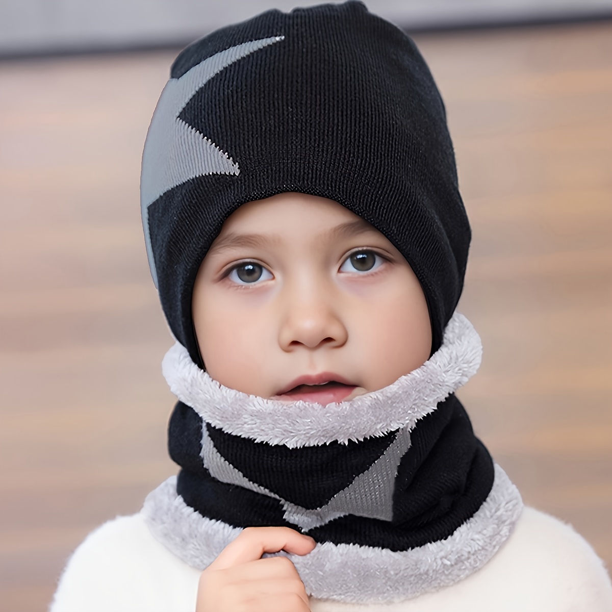 Festive Winter Knit Hat Set Trendy Kids Beanies Hip Hop Skull Cap Elastic Knit Hats