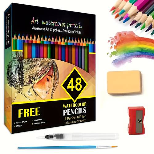 item picture watercolor pencils set of 48 professional colored pencils for premium art supplies for coloring blending and layering for professional artistic use