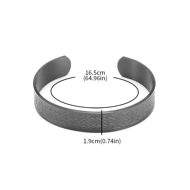 Vintage Celtic Knot Engraved Open Cuff Bracelet, Unisex
