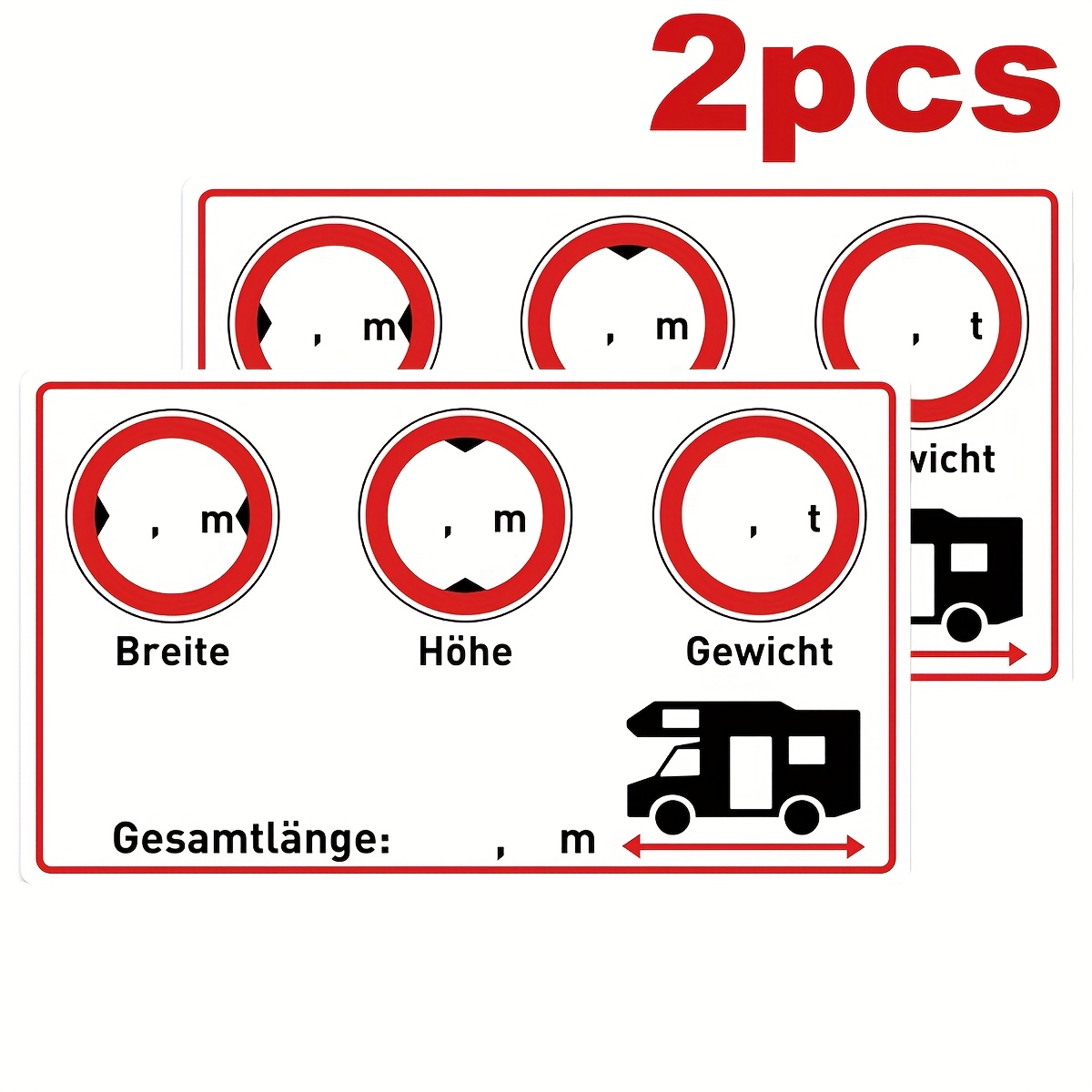 2pcs Of Rv Stickers, German Vinyl Label Stickers (weight, Height, Width, Length) - Suitable For Vehicles Such As Rvs And Campers, Measuring 3.74x2.17 Inches