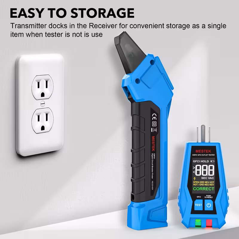 cbf01 2 in 1 circuit breaker finder electric tester ac 120v detect common wire faults us plug gfci outlet tester outlet meter lock indicator with led display electrical circuit tracer tool circuit breaker fuse quick recognizer no battery Product details 1