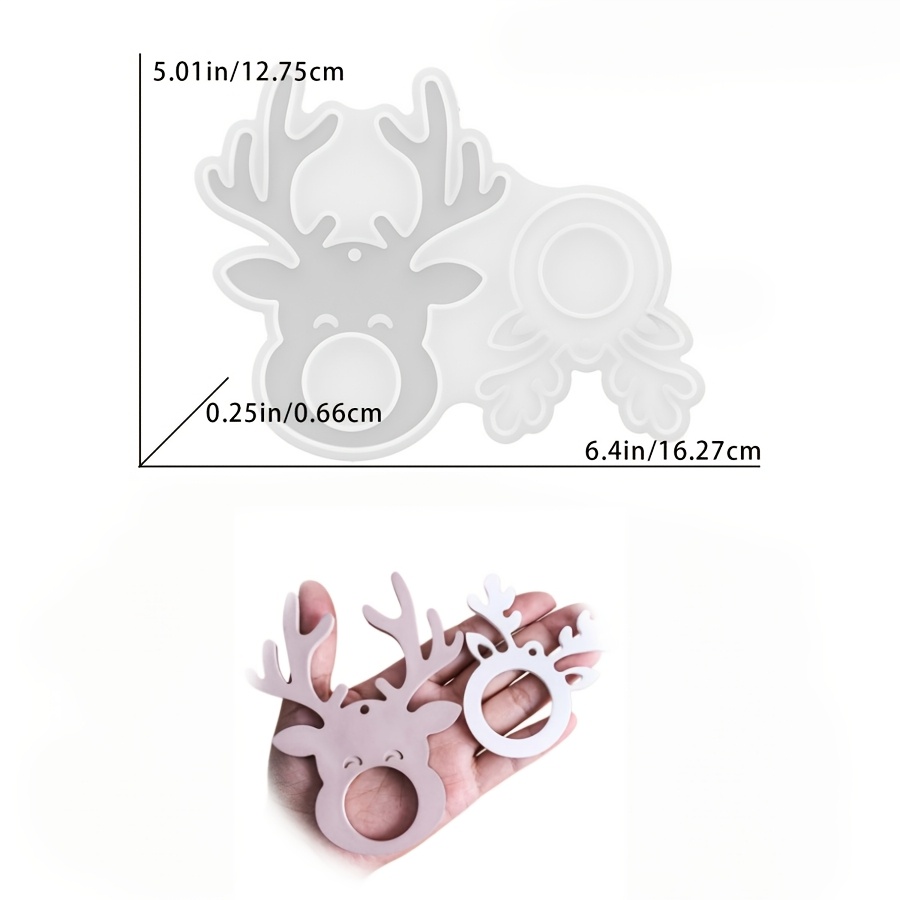 TEMU Clay Mold: 2- Christmas Reindeer Ornament And Deer Head Pendant Silicone Mold For Winter Christmas Tree Decorations And Gifts