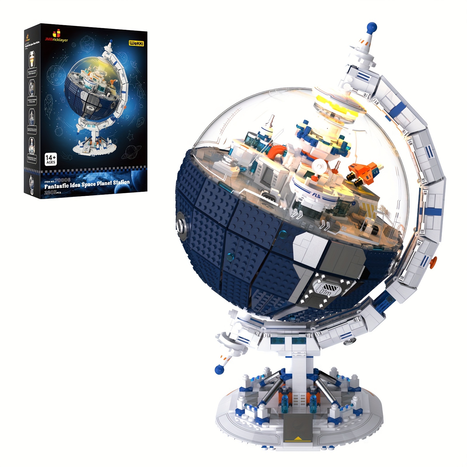 

Space Station Building Blocks Kits For Adults 70006, 360° Rotating Sphere With Lights, Collectible World Model