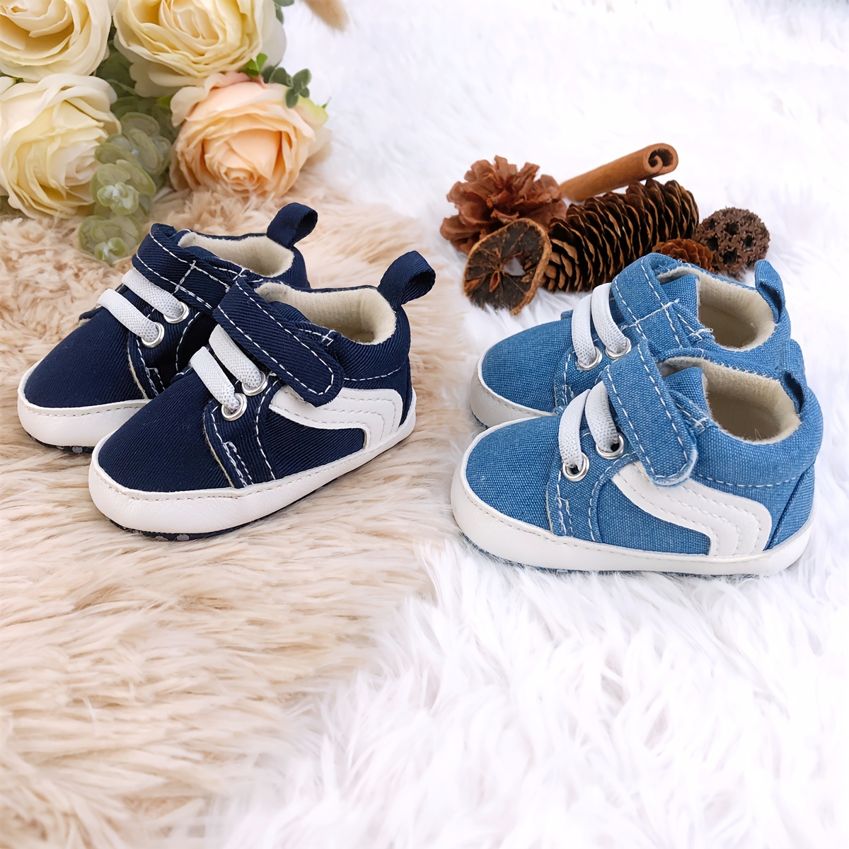 Newborn Sneakers for 0-3 Months, Soft-Soled Comfortable Baby Shoes, Versatile Hook-and-Loop Spring/Autumn Style