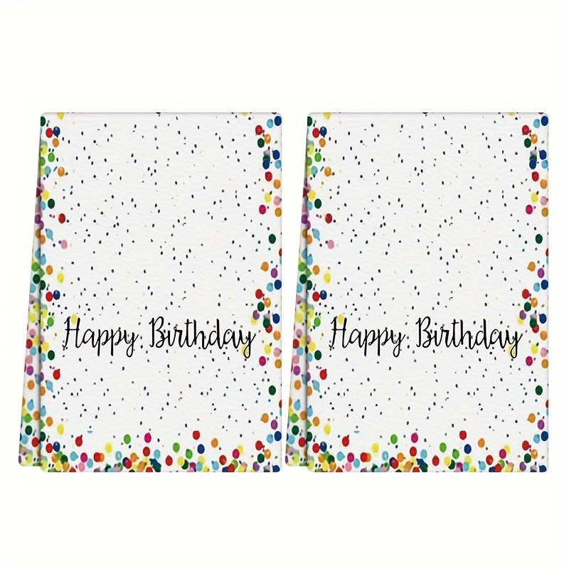 

2pcs, Dishcloth, Happy Birthday Kitchen Dish Towels, Polyester Colorful Polka Dot Festive Cleaning Cloths, Kitchen Decor, Cleaning Supplies