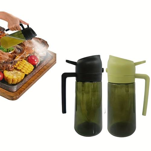 2pcs kitchenmaiden 2 in 1 oil dispenser 2 in 1 oil dispenser and oil sprayer 470ml kitchen 2 in 1 oil sprayer and dispenser bottle