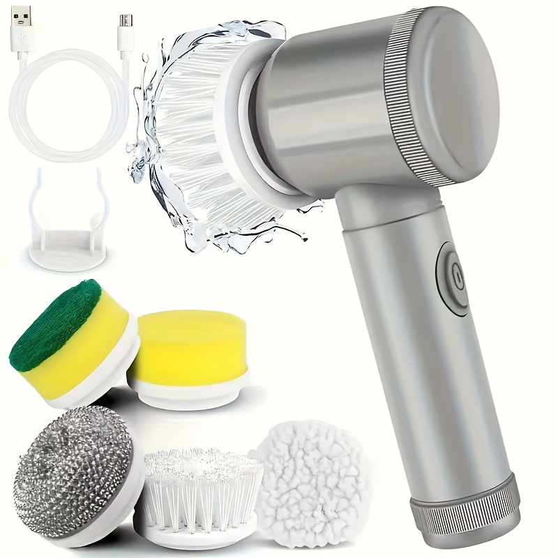 Five-in-One Electric Cleaning Brush, 500mAh with Five Replaceable Heads