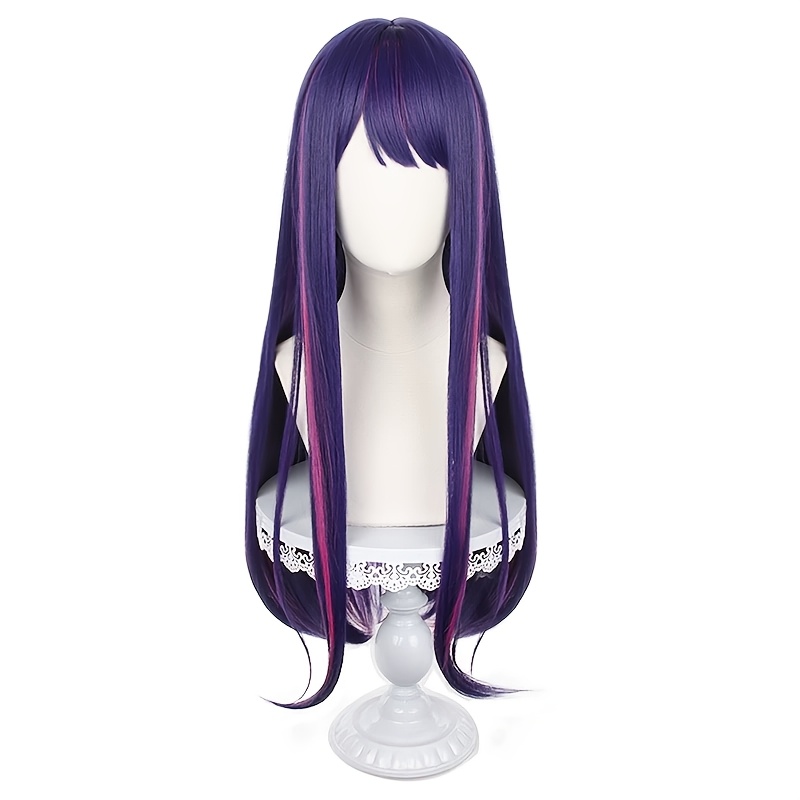 Image of Must Wig Men And Women Universal Cosplay Anime Wig, Button Net 60cm Highlights -violet Gradient, The, Hoshino Simulation Micro- Long Wig