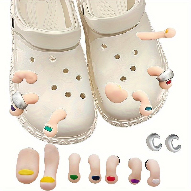 

9pcs Toe Set - , Abs Accessories For & Slippers Decoration, Fun Diy Embellishments