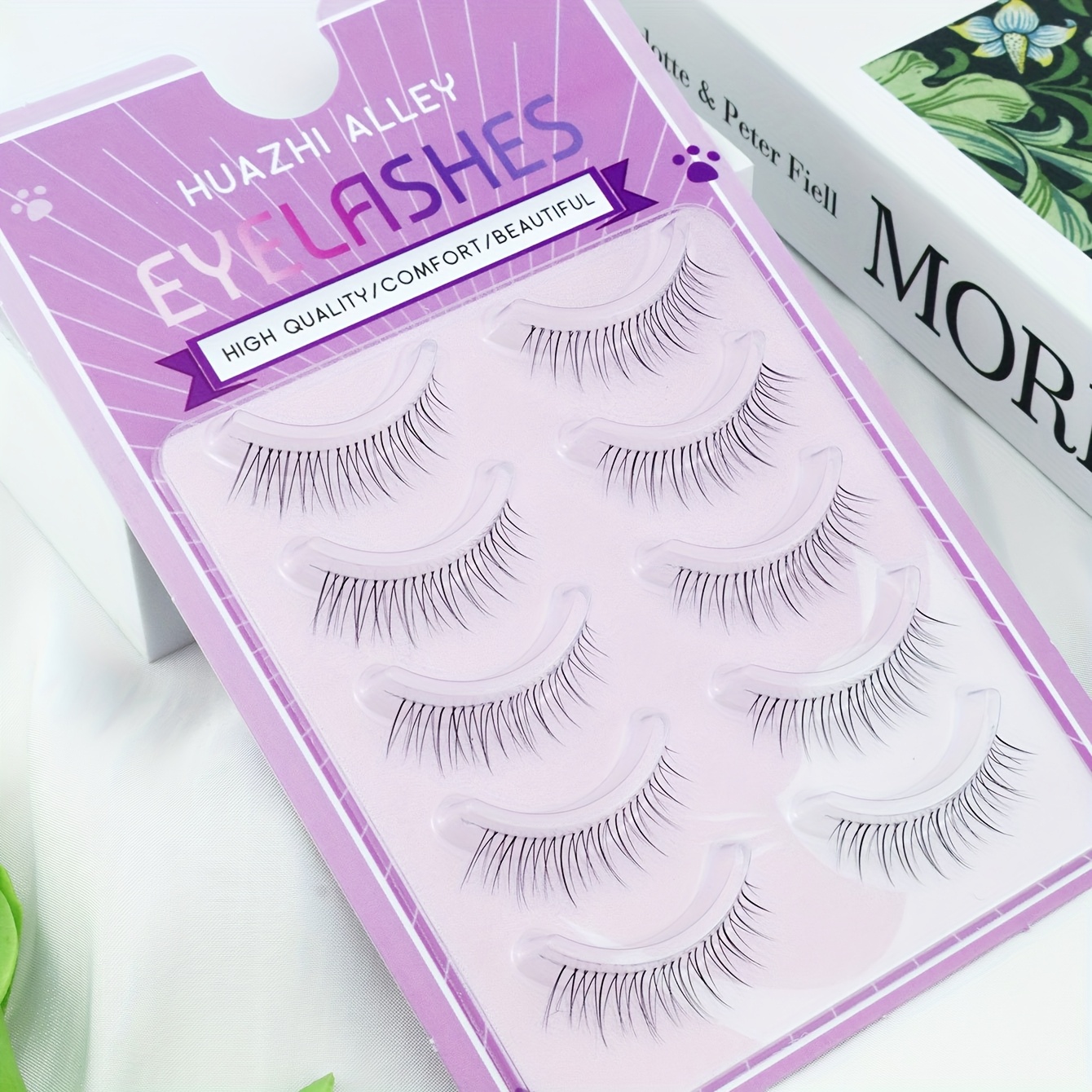 TEMU 5 Pairs V-shaped Lashes With Invisible Band, 4mm/9mm, Natural & , Reusable, Beginners, Lightweight & Comfortable, Ideal For Dates & Casual