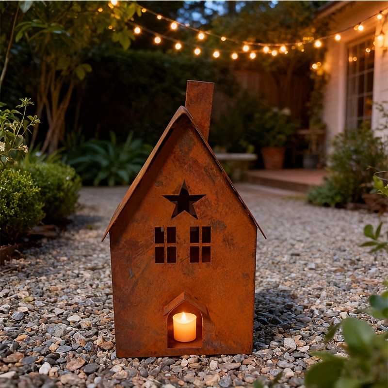 Vintage Distressed Candle Holder, Star Cutout Home Decorative Atmosphere Candle Holder