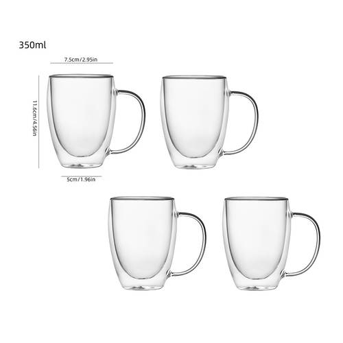 4pcs double walled egg shaped glass cup set with handles transparent insulated glass espresso cups with handles mug set iced americano coffee cups suitable for lattes cappuccinos tea bags hot and cold beverages hand wash only