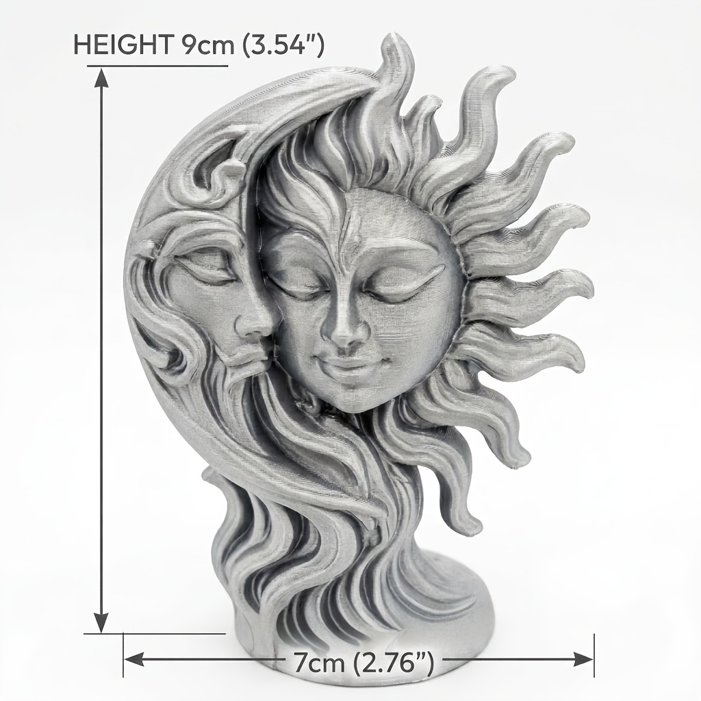 TEMU Sculpture Créative Double Face Soleil | Ornement Rétro Visage Mythologique | Décoration d'Art de Bureau Maison
